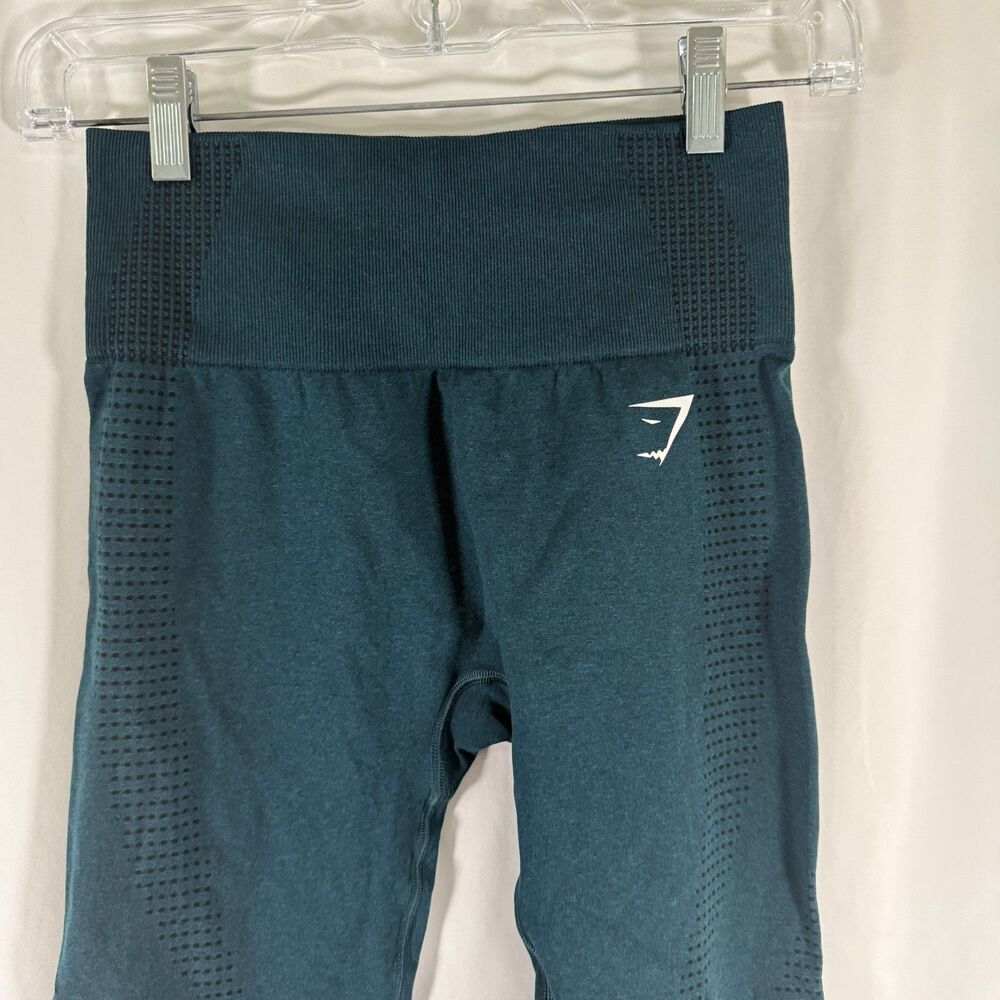 Gymshark Seamless Leggings Women's Small Green Teal Black Polka Dot Pull On - Picture 2 of 9